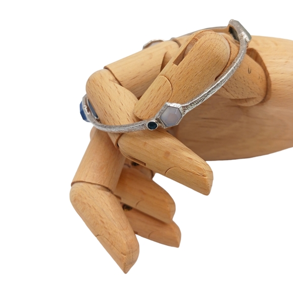 SILPADA Sterling Silver Chalcedony Lapis Blue STARRY NIGHT Bangle Bracelet B3076 - Picture 3 of 6